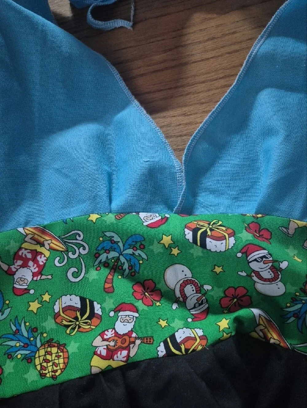 Blue and Green Holiday Print Kitchen Apron